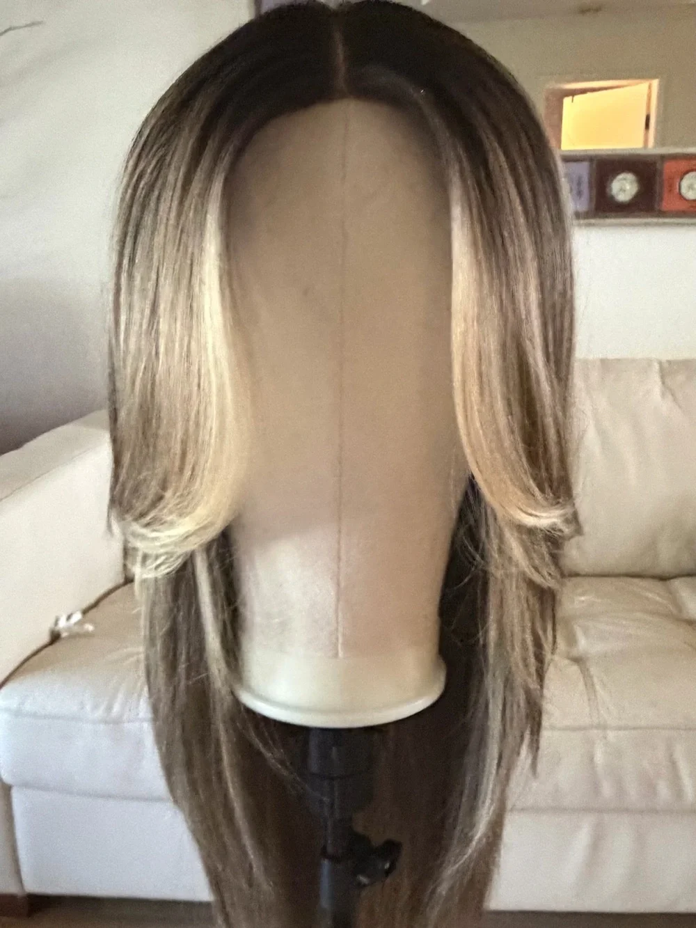 Long Layered Lace Front Wig in Brown with Blonde Highlights